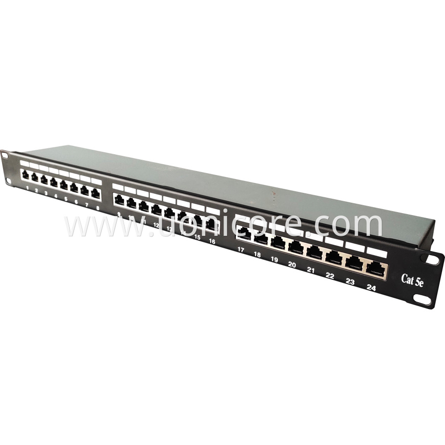 1U 19 rackmount 24 prots CAT5E shielded patch panel